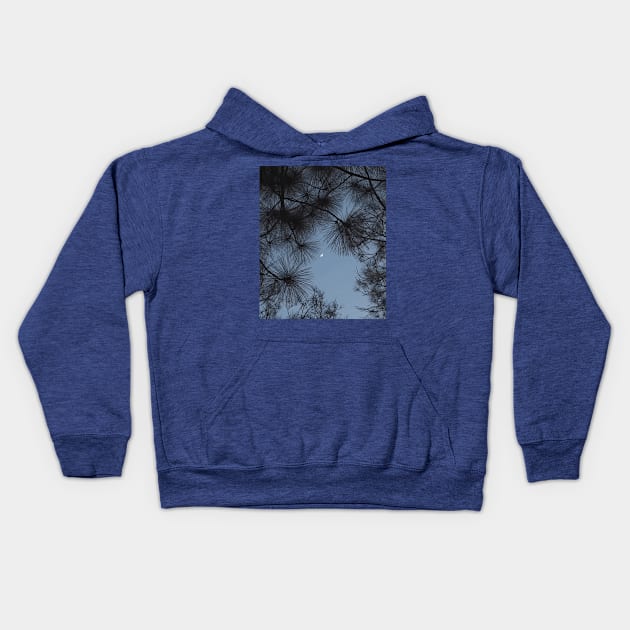 Bright moon shining through lush tree at night Kids Hoodie by DREAMBIGSHIRTS